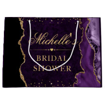 パープルとゴールドのグリッター マーブル アゲート ブライダル シャワー