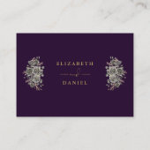 パープルとゴールドのゴシック フローラル ウィッシュ ウェル ウェディング エンクロージャーカード (裏面)