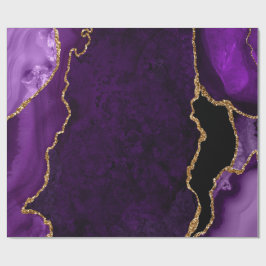 パープルとゴールドのフェイクグリッターアゲート ラッピングペーパー