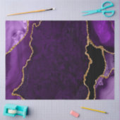 パープルとゴールドのフェイクグリッターアゲート 薄葉紙 (クラフト)