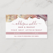 パープルとゴールドのモダンアート液体水彩インク 予約カード (正面)