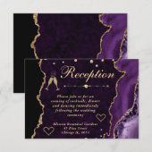 パープルとゴールドの偽のグリッターアゲートの受付 エンクロージャーカード (正面/裏面)