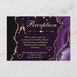 パープルとゴールドの偽のグリッターアゲートの受付 エンクロージャーカード