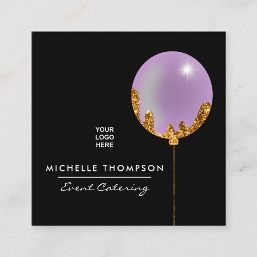 パープルとゴールドの名刺 スクエア名刺 (正面)