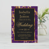 パープルとゴールドの大理石とブラックの招待状 招待状 (スタンド正面)
