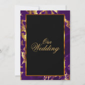 パープルとゴールドの大理石とブラックの招待状 招待状 (裏面)