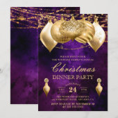 パープルとゴールドの宝玉クリスマスパーティ 招待状 (正面/裏面)
