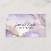パープルとゴールドの水彩グリッター 名刺 (正面)