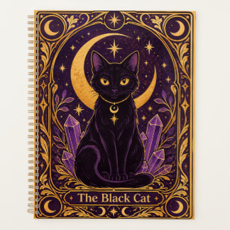 パープルとゴールドの神秘的な黒猫タロット プランナー手帳