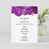 パープルとゴールドの花柄 ウェディング アニバーサリー パーティー 招待状 (スタンド正面)