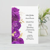 パープルとゴールドの花柄 ウェディング アニバーサリー パーティー 招待状 (スタンド正面)