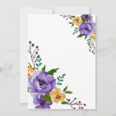 パープルとゴールドの花柄 ドライブバイ ベビーシャワー 招待状 (裏面)