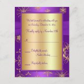 パープルとゴールドの雪の結晶 ウェディング RSVP カード (裏面)