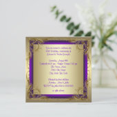 パープルとゴールドの50周年結婚記念日パーティー 招待状 (スタンド正面)