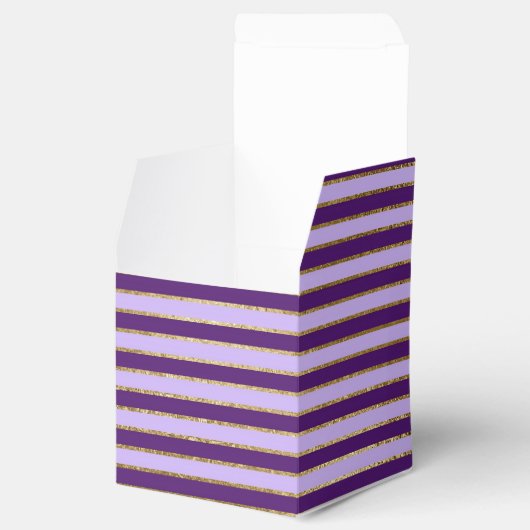パープルとゴールドフォイルストライプズの誕生日パーティー フェイバーボックス (オープン)