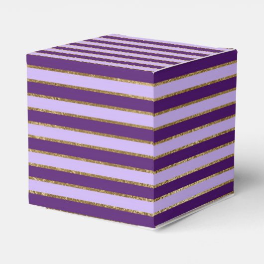 パープルとゴールドフォイルストライプズの誕生日パーティー フェイバーボックス (裏面サイド)