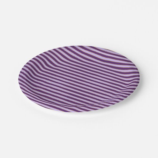 パープルとゴールドフォイルストライプズの誕生日パーティー ペーパープレート (アングル)