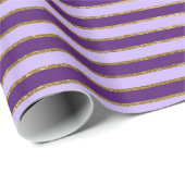 パープルとゴールドフォイルストライプズの誕生日パーティー ラッピングペーパー (ロールコーナー)