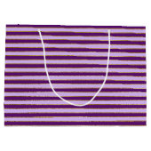 パープルとゴールドフォイルストライプズの誕生日パーティー ラージペーパーバッグ (裏面)