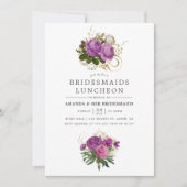 パープルとゴールド ヴィンテージ シック ブライズメイドのランチ会 招待状 (正面)