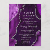 パープルとシルバーのアゲート大理石スイート16 ポストカード (正面)