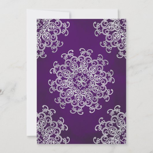 パープルとシルバーのインドスタイルの結婚式招待状 招待状 (裏面)