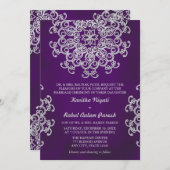 パープルとシルバーのインドスタイルの結婚式招待状 招待状 (正面/裏面)