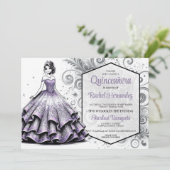 パープルとシルバーのキンセアニエラの女の子 招待状 (スタンド正面)