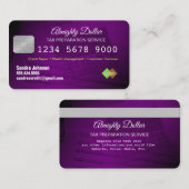 パープルとシルバーのクレジットカードのお金 名刺 (正面/裏面)