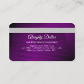 パープルとシルバーのクレジットカードのお金 名刺 (裏面)
