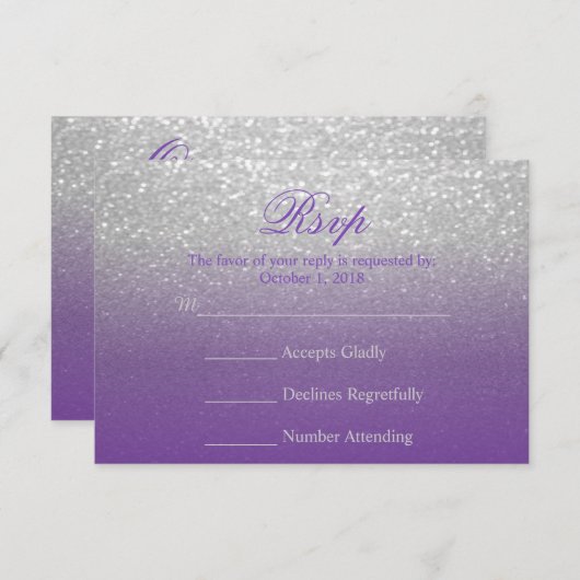 パープルとシルバーのグリッター- RSVP (正面/裏面)