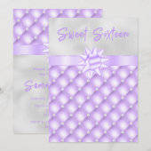 パープルとシルバーのタフトパール スイート16 招待状 (正面/裏面)