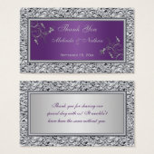 パープルとシルバーのフローラ結婚式の引き出物ラベル (正面&裏面)
