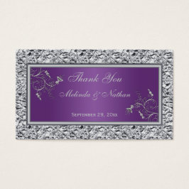 パープルとシルバーのフローラ結婚式の引き出物ラベル