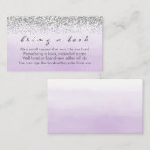 パープルとシルバーのベビーシャワー ブックリクエストカード エンクロージャーカード (正面/裏面)