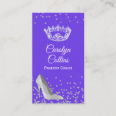 パープルとシルバーのページャントコーチビジネスカード 名刺 (正面)