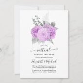 パープルとシルバーのヴィンテージバラ結婚Virtual 招待状 (正面)