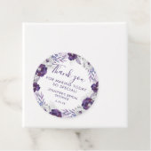 パープルとシルバーの水彩花のブライダルシャワータグ フェイバータグ (インサイチュ)