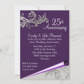 パープルとシルバーの結婚記念日招待状 招待状 (正面)