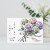 パープルとセージグリーンのローズラブと感謝 サンキューカード (スタンド正面)