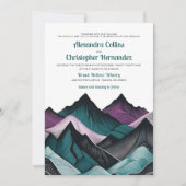 パープルとターコイズのマウンテンウェディング 招待状 (正面)