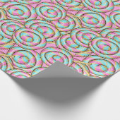 パープルとターコイズオールデイスクッカー誕生日 ラッピングペーパー (角)