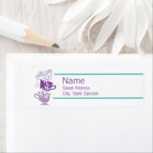 パープルとターコイズティー差出人住所ラベル ラベル (インサイチュ)