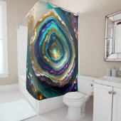 パープルとターコイズブルーゲーデ金ゴールド シャワーカーテン (インサイチュ)