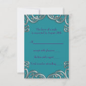 パープルとターコイズブルーマスカレードパーティーRSVP 出欠カード (裏面)