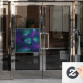 パープルとターコイズモダン抽象芸術のフラクタル・アート ウィンドウサイン (オフィスドア)