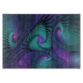 パープルとターコイズモダン抽象芸術のフラクタル・アート カッティングボード (正面)