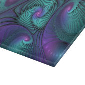 パープルとターコイズモダン抽象芸術のフラクタル・アート カッティングボード (角)