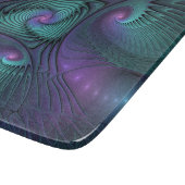 パープルとターコイズモダン抽象芸術のフラクタル・アート カッティングボード (角)