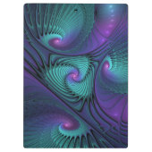 パープルとターコイズモダン抽象芸術のフラクタル・アート クリップボード (裏面)